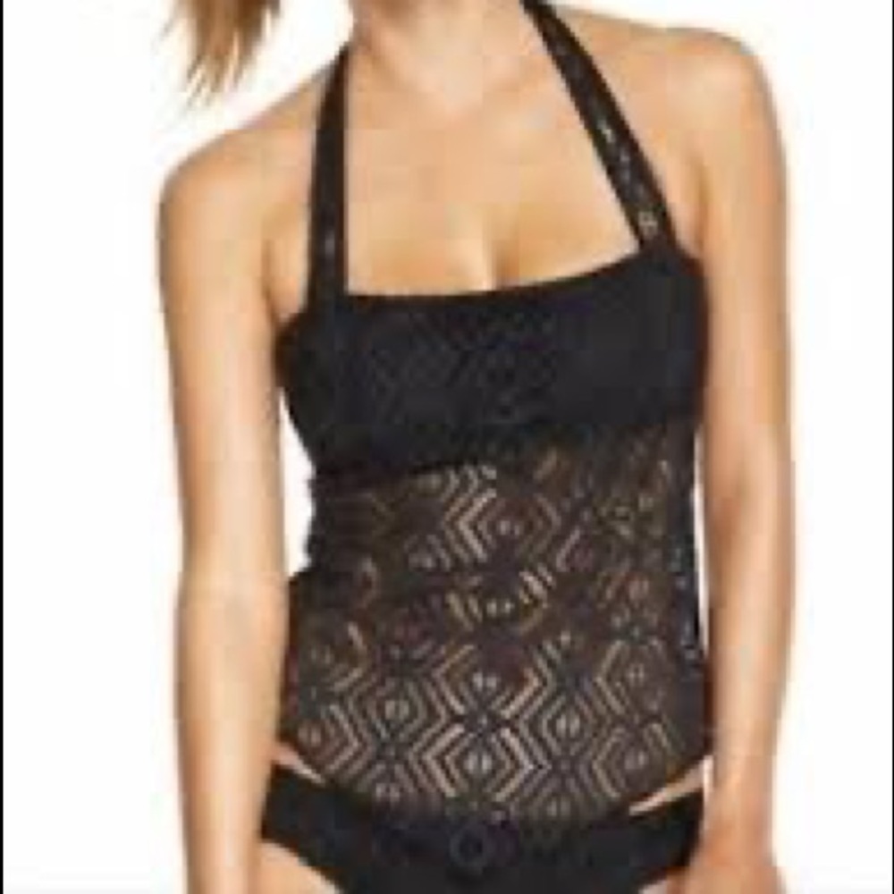 NEVER WORN Becca Black lace handkerchief Tankini